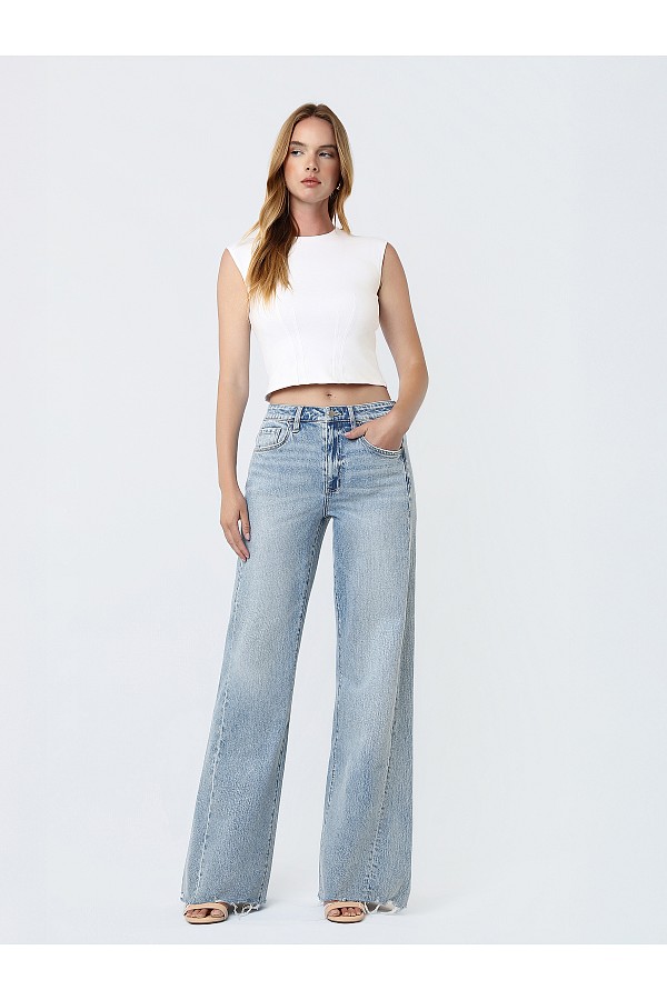 SUPER HIGH RISE UNEVEN RAW HEM VINT...